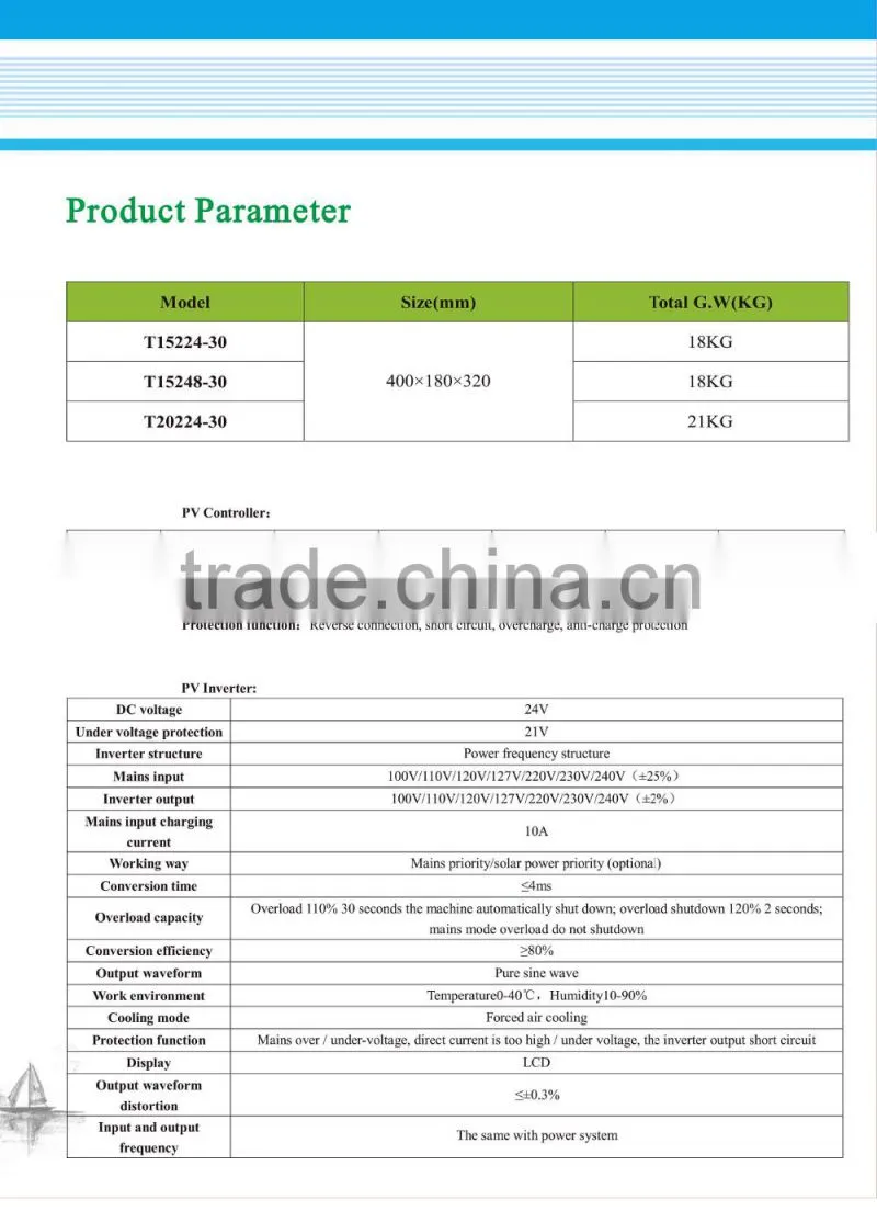 Factory Price 2KW Grid Tie Solar Power Inverter/2000W Offgrid Solar Hybrid Inverter with Built-in Charge Controller