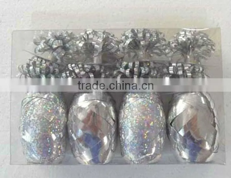 HOT SALE Mini Metallic Foil Poly Curly Gift Ribbon Bows Pack for Christmas Decorations