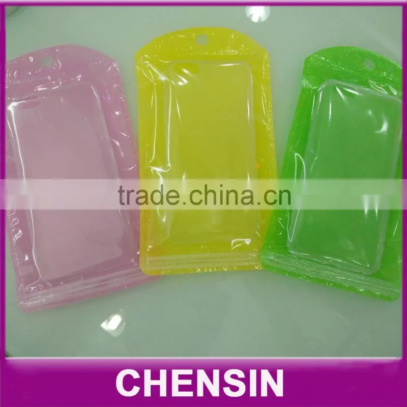 iphone 6 plue mobile case packaging/poly bag/plastic zipper sleeve/transparent packing