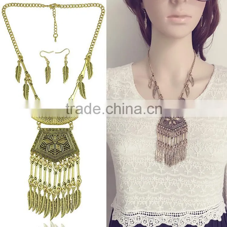 long leaf italian 18k gold plated jewelry set, set jewelry