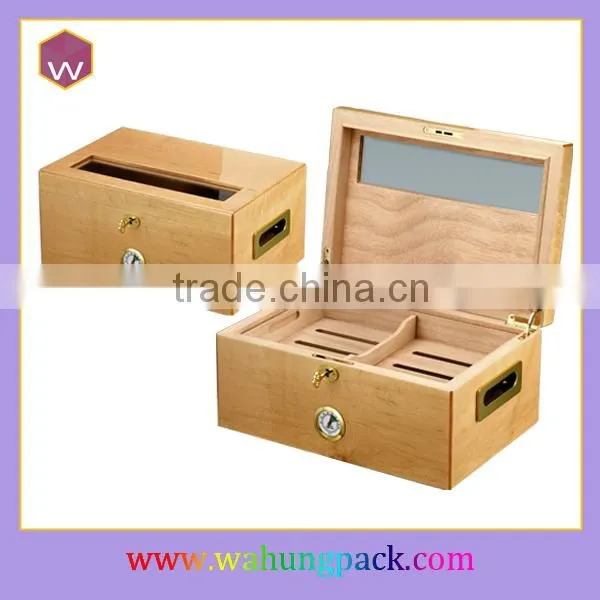 Large Compartments Cigar Box / Cedar Wooden Cigar Box With Glass