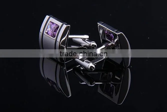 Luxury Crystal Cufflink For Party,Purple Crystal Inlaid Cufflink