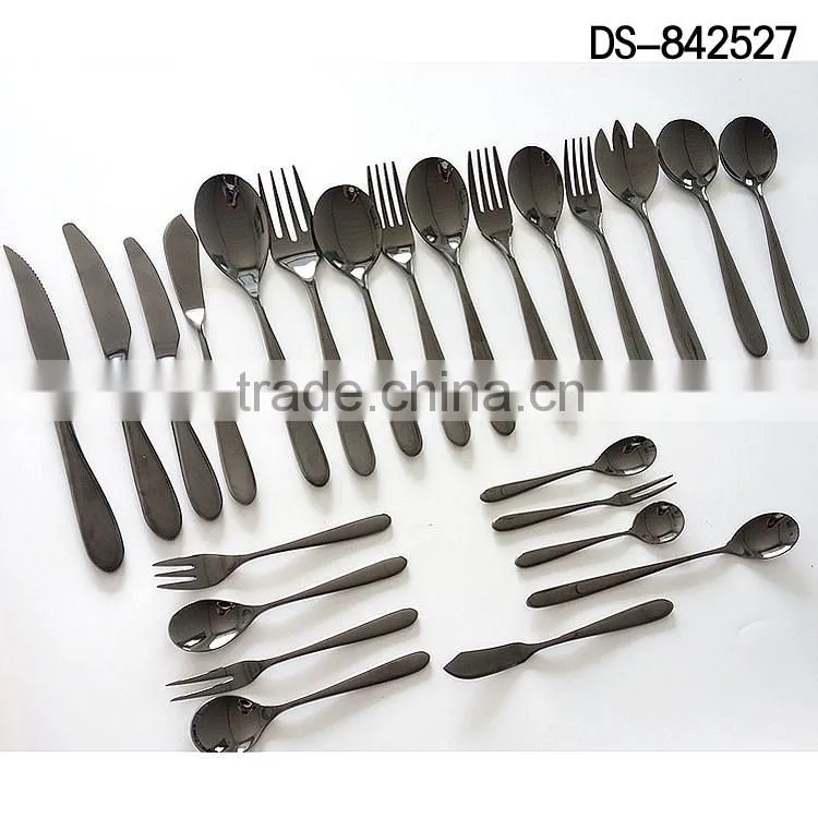 Best sale black titanium design with cloth wheel light cutlery set
