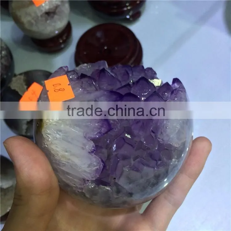 Natural Agate Geode Amethyst Geode Sphere Smile Crystal Ball