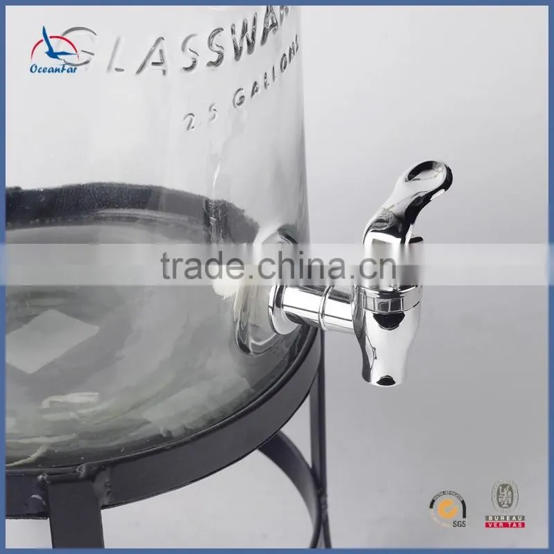 High Quality Large Glass Jar with Tap Hot Sale Drinking Dispenser Glass