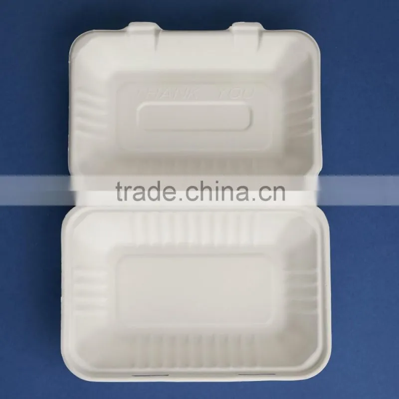 9"X6" sugercnae 2 compartments clamshell