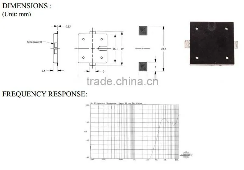 SMD-P16 3v small SMD piezo magnetic buzzer, magnetic buzzer (FBELE)