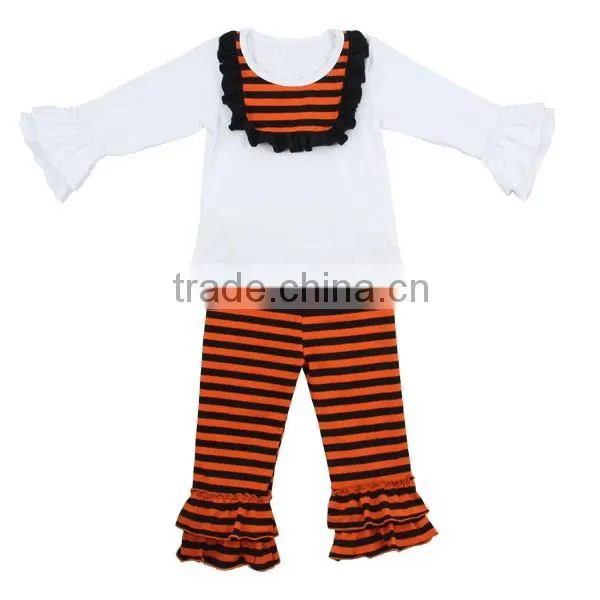 Knitted baby clothing girls ruffle stripe Cotton halloween Outfits 95% cotton baby Outfits
