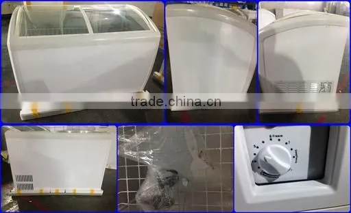 sliding curved top glass door chest freezer