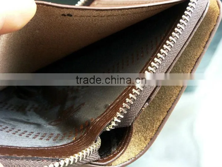 Billfold Multi Pockets Purse Card Holder Mens Zipper Leather Wallet