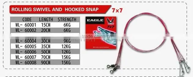 super strong red coate 7x7 stainless steel wire trace leader