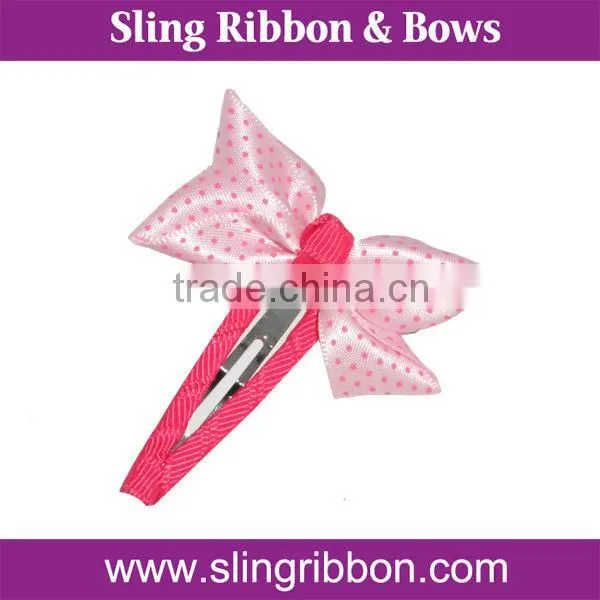 BP-1618 Dots Printed Ribbon Hair Bows For Little Girls