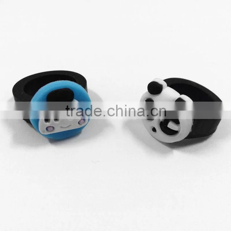 Rubber charms wholesales cheap made custom two finger ring