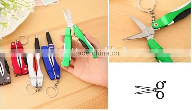 foldable 3 in 1 multifunctional pen with scissors and LED flashlight