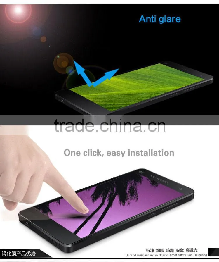 2015 Original Clear Tempered Glass Screen Protector for Xiaomi 3, Hot Selling for Xiao Mi 3 Screen Protector
