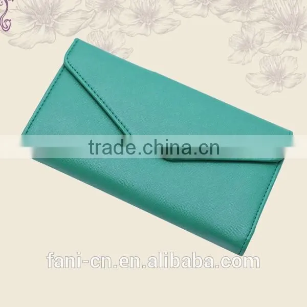 Wholesale multifunction cheap PU leather clutch purse with pen holder design for woman