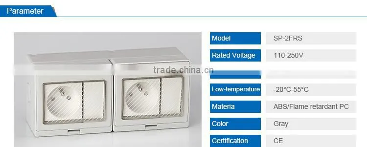 European multiple 250V power wall switch and socket SP-2FRS