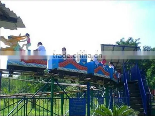 Theme park amusement rides mini roller coaster train slide dragon for children