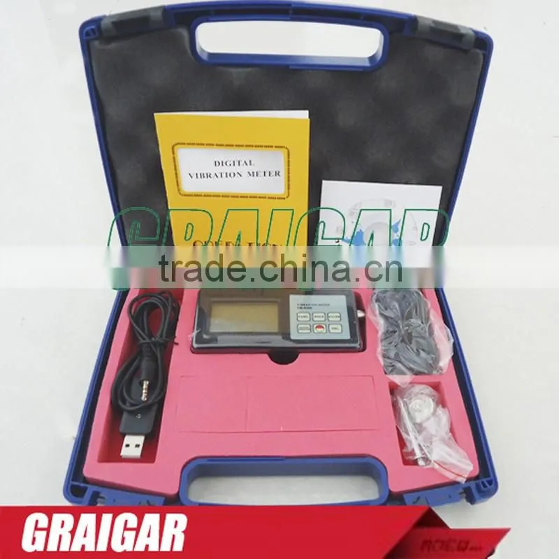 VM-6360 Digital Vibration Meter Tester Vibrometer with CD Software and RS232 Cable Fast Shipping