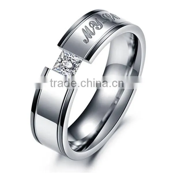 Titanium Steel Couple's MY LOVE Letter Rings Design