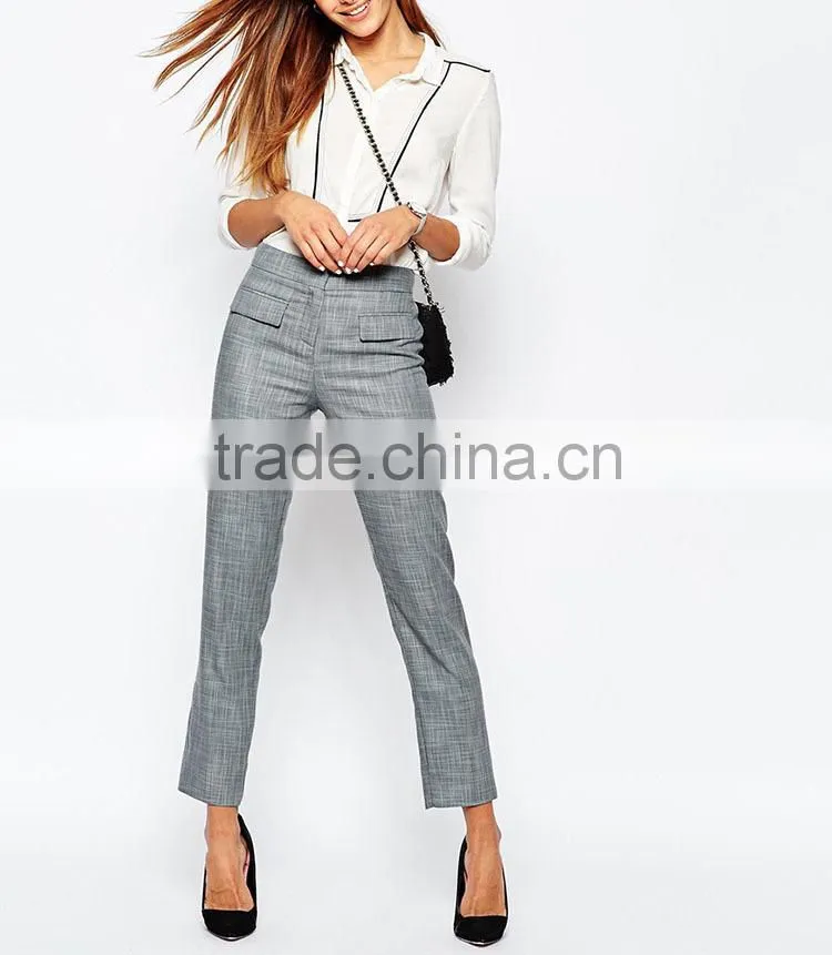 China supplier online shopping wholesale high quality grey slim women straight pants