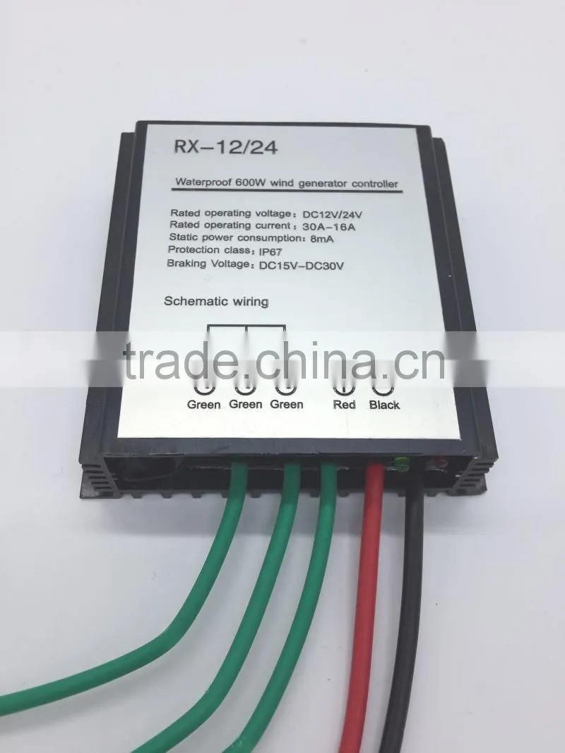 Upgraded wind charge controller for 100-600w wind turbine generator, waterproof wind regulator 12V/24V auto distinguish