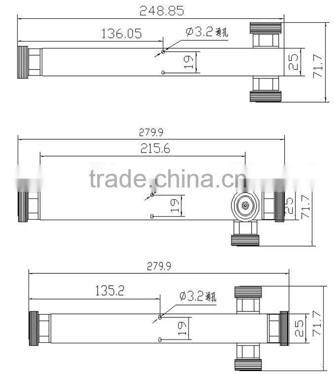 Power Splitter/Divider (800-2500/800-2700/698-2700MHz, 500W, 7/16 DIN-F, 2/3/4 ways)