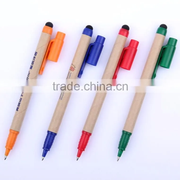 promotional wooden pen with stylus touch cover pen