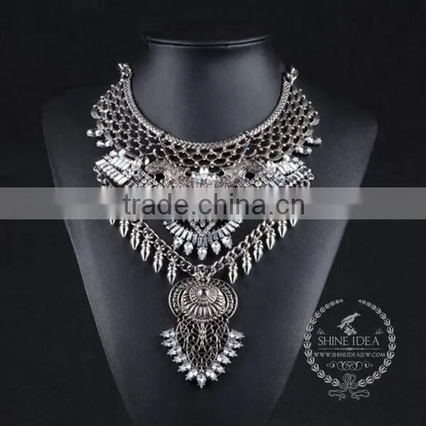 high quality vintage rhinestone chunky statement necklace tin alloy fashion women pendant necklace 6390091