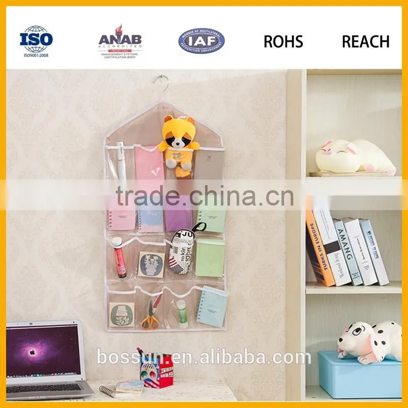 PVC+Polyester 16 Pockets Over Door Cloth Shoe Organizer Hanging Hanger Closet Space Baby Shoe Storage Bag