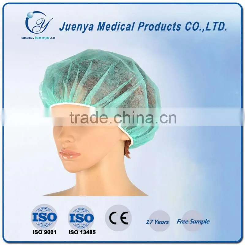 Disposable bouffant surgical cap, nonwoven fabric hat, bouffant cap