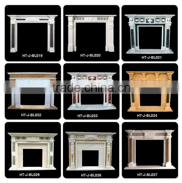Laxury Design Statue Carved White Marble Fireplace Mantel