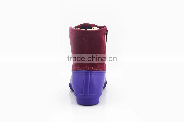 Newest Design Low price 100% Natural Rubber Cheap rain boots with fur lining