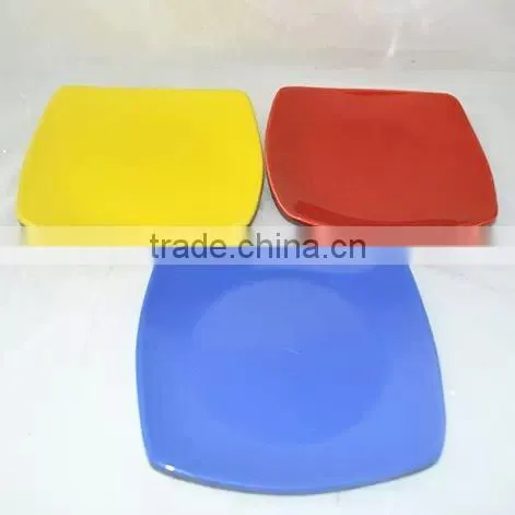 2015 new product , color glazed square plate , ceramic plate
