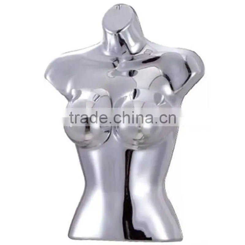 Plastic Electroplating Female Torso Mannequin Display For Sale With Arms