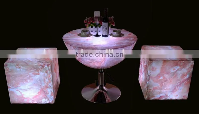 Commercial living room 16 color change led sofa set with tea table