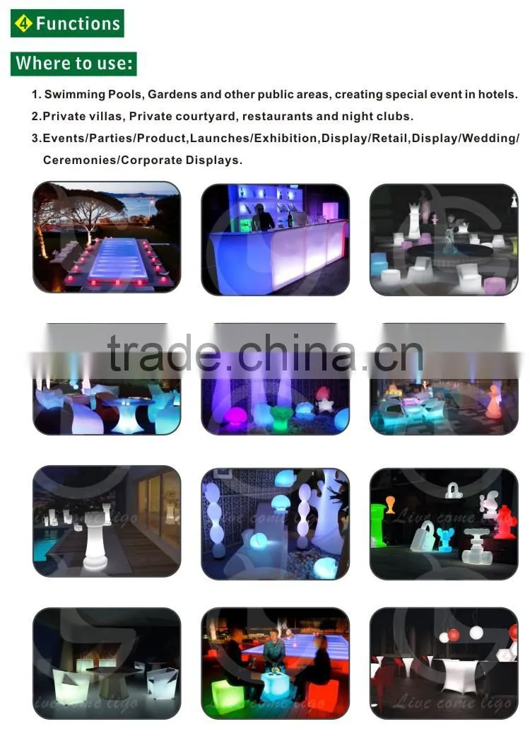 Wholesale Modern Decoration Colorful Nightclub Plastic LED Furniture /llluminated Plastic Outdoor Furniture For Parities
