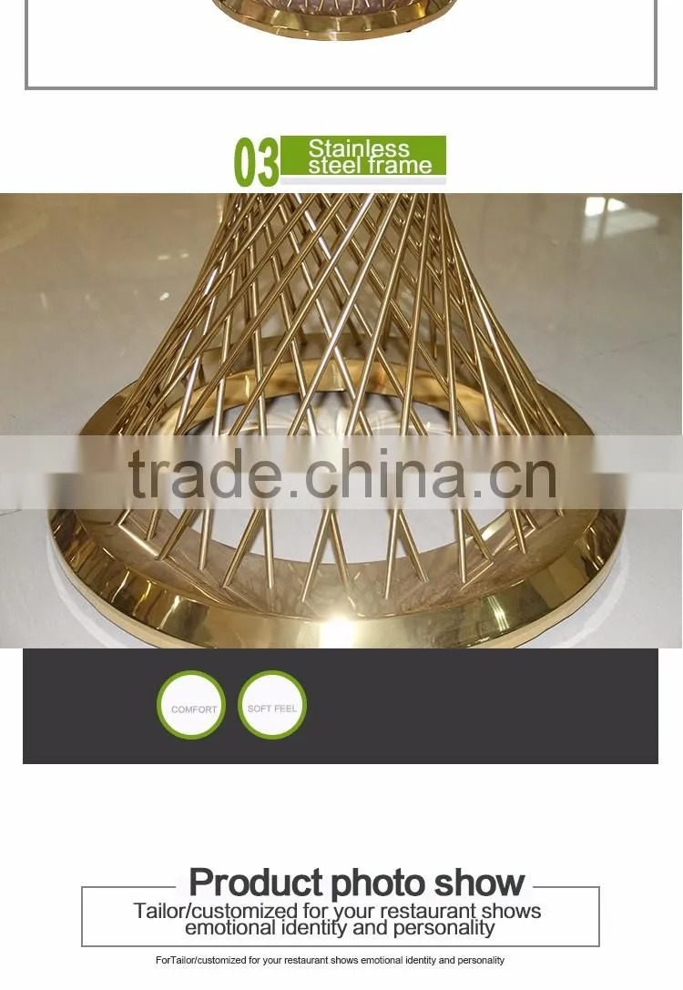 Foshan furniture stainless steel with glass top table for dining hotel