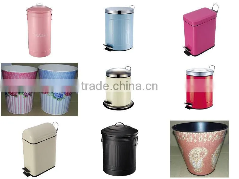 fasionable top polishing body red powder coating with pedal trash bin rublish bin garbage canister