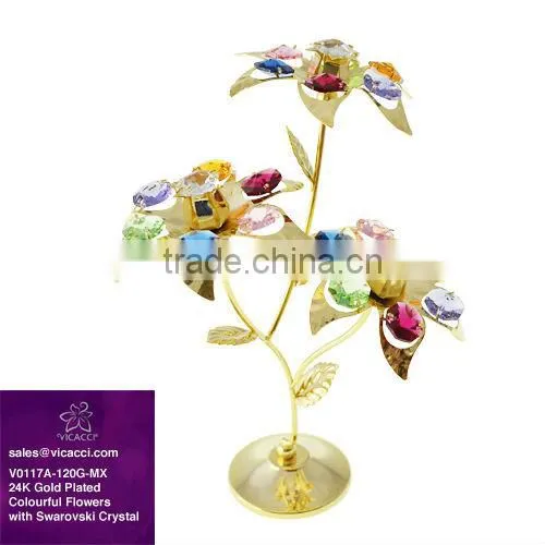 24K Gold Plated Colourful Crystal Flowers with Crystals from swarovski