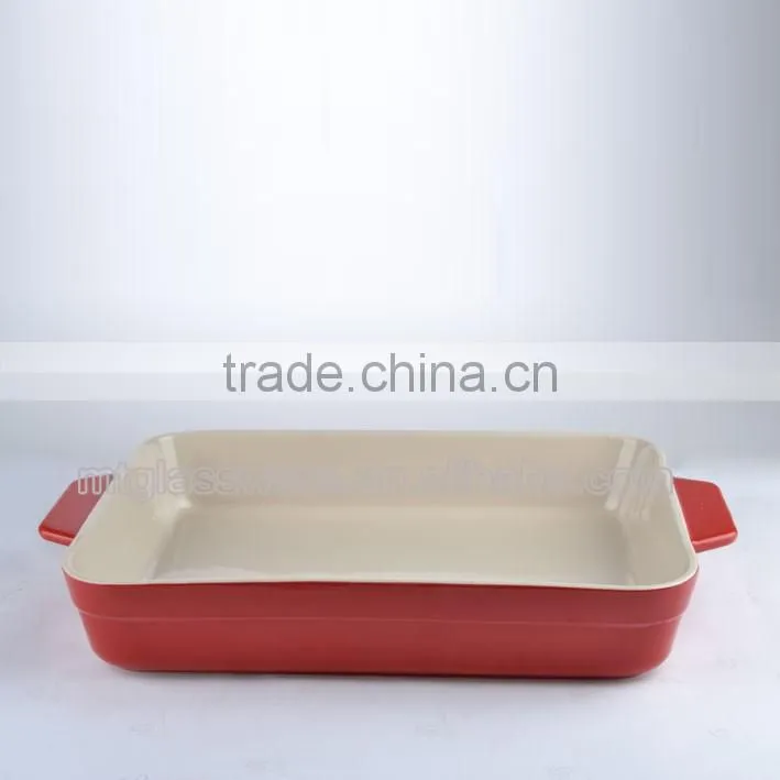 13.5"*10"red color casserole dish ceramic/xate