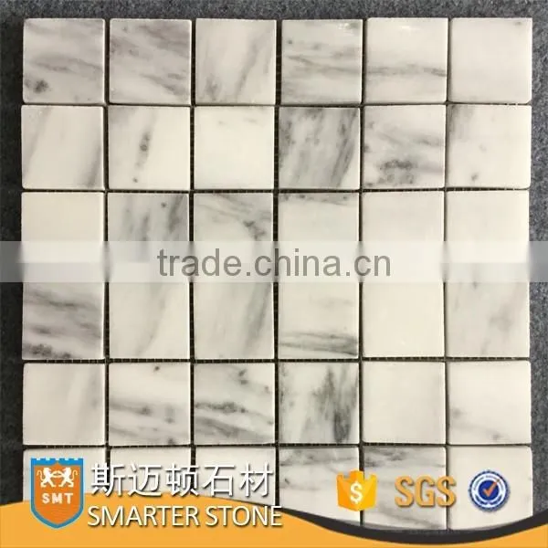 Yellow fantasy Chinese marble square mosaic 48x48 mm on mesh