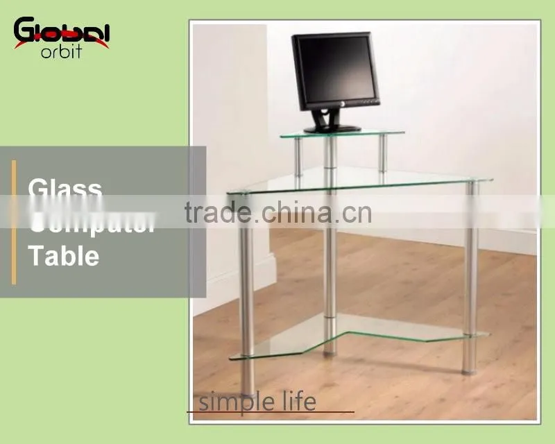 PC Computer Desk Office Furniture Metal Study Desk Glass Computer Table
