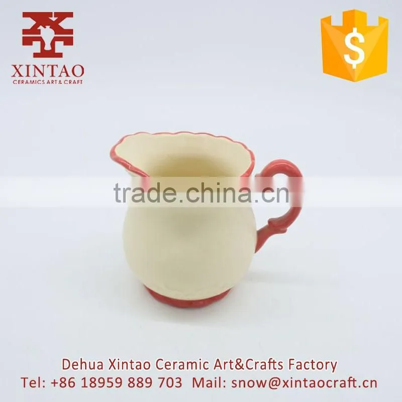 Ceramic Kitchen Milk Butter Mini Saucepan Warmer Cookware with Handle (Red)