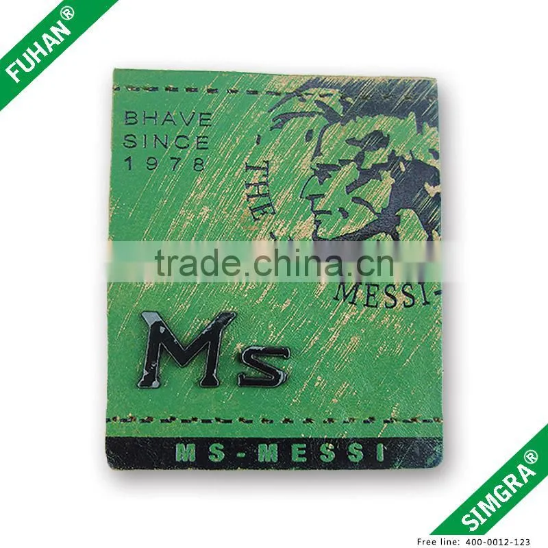 Supply old fashion leather label with embossed logo