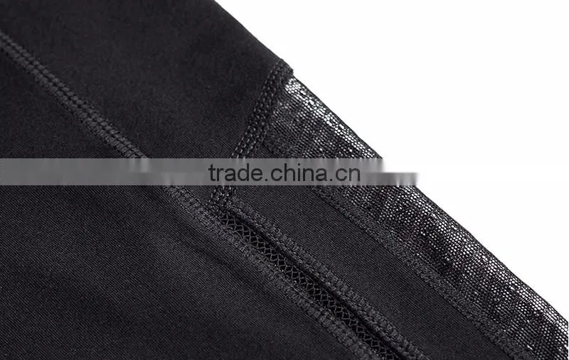 women sexy half length mesh panel yoga pants