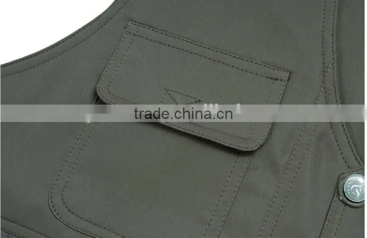 Men's outdoor spring and autumn much pockets Male vest work wear Fishing vest OEM