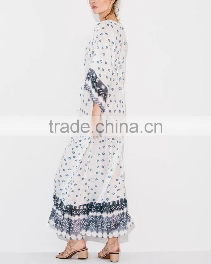 Gorgeous Boho Printed Rayon V Neck Maxi Dress Bohemian Ladies Western Dresses Names HSd5094