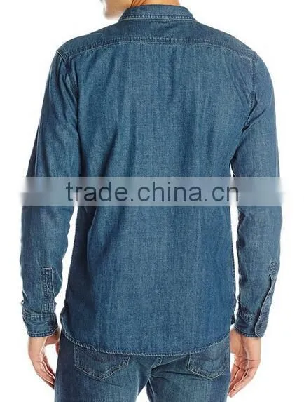 New Men 100% Cotton Long sleeve Denim Jeans work Shirt
