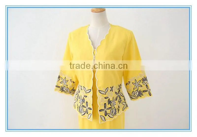 New Fashion Ramie Cotton Multi Colors Emboidery Jacket Dress Suits For Woman